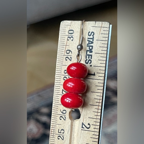 Red coral earrings - Picture 2 of 3